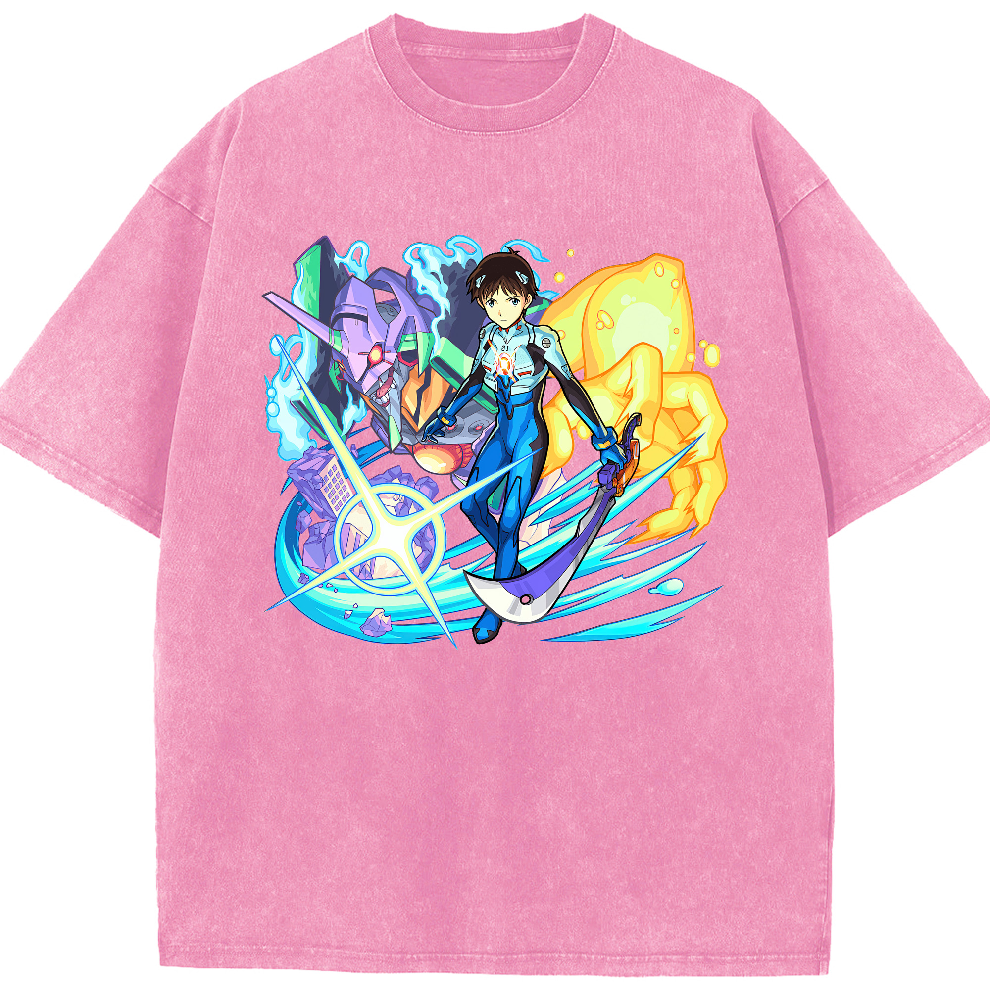 （画像用） EVA 新世紀エヴァンゲリオン 綿100% ヴィンテージ風 半袖Tシャツ（フロントプリント）